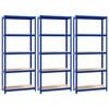 vidaXL &Eacute;tag&egrave;res &agrave; 5 niveaux 3 pcs Bleu Acier et bois d'ing&eacute;nierie