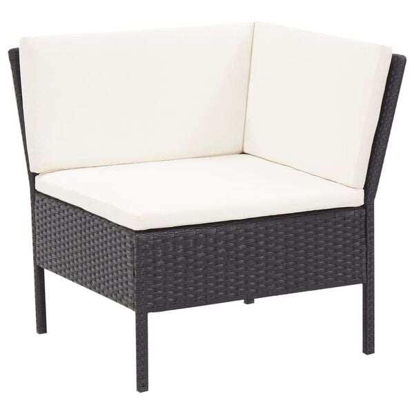 vidaXL Salon de jardin 3 pcs avec coussins Résine tressée Noir