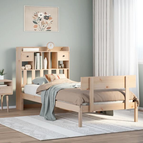 vidaXL Lit biblioth&egrave;que sans matelas 75x190 cm bois de pin massif