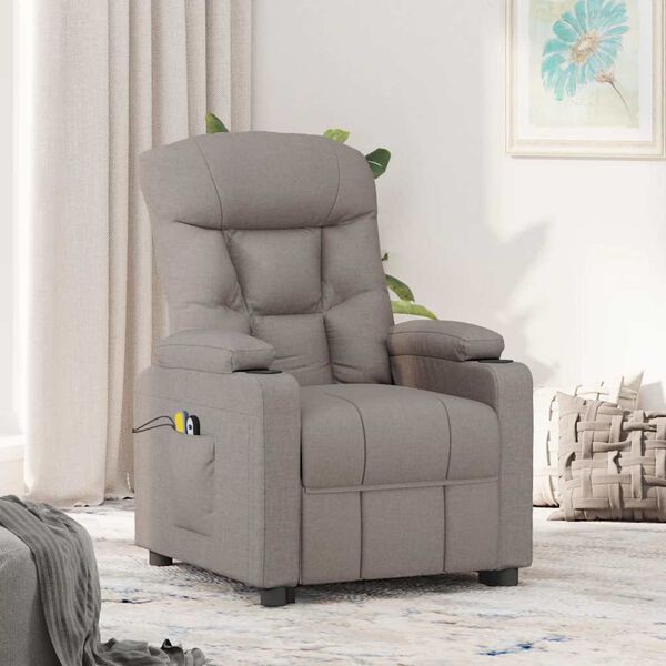 vidaXL Fauteuil de massage Taupe Tissu