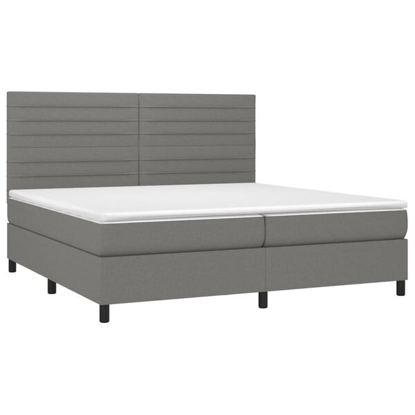 vidaXL Sommier &agrave; lattes de lit et matelas et LED Gris fonc&eacute; 200x200 cm