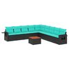 vidaXL Ensemble de canap&eacute; de jardin 10 pcs avec coussins noir r&eacute;sine tress&eacute;e