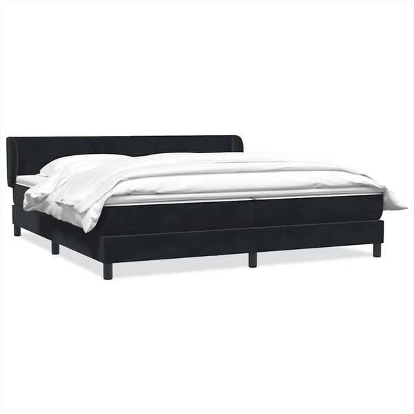 vidaXL Sommier &agrave; lattes de lit avec matelas noir 180x220 cm velours