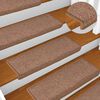 vidaXL Tapis d'escalier 15 pi&egrave;ces 65 x 21 x 4 cm Marron Bord rectangulaire