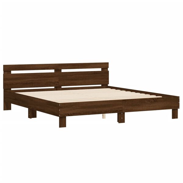 vidaXL Cadre de lit sans matelas ch&ecirc;ne marron 200x200 cm