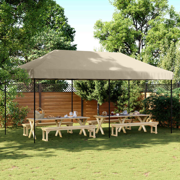 vidaXL Tente de f&ecirc;te Taupe 292 x 580 x 315 cm Tissu Oxford