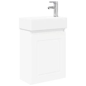 vidaXL Meuble de salle de bain avec robinet Blanc 45,5 x 22,5 x 84 cm