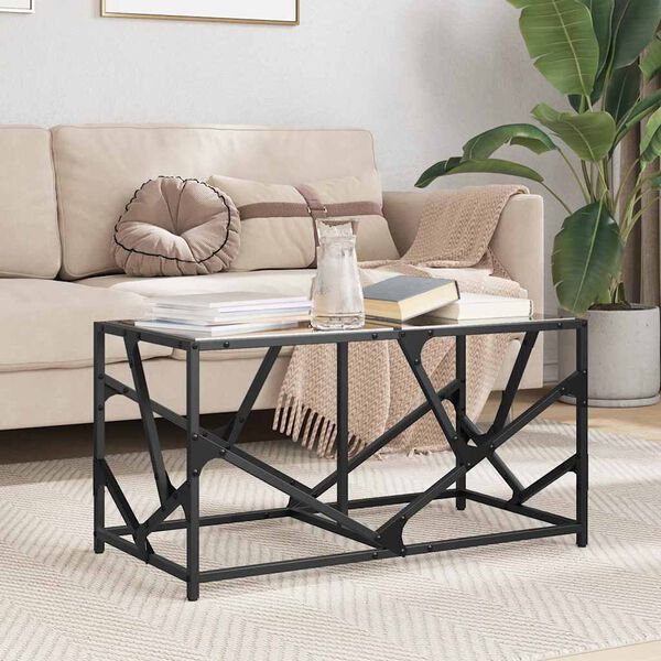 vidaXL Table basse avec dessus en verre noir 78,5x40x41 cm acier