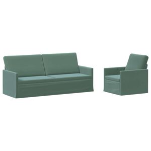 vidaXL Ensemble de Canap&eacute;s 2 pcs Vert Mer Velours (V)
