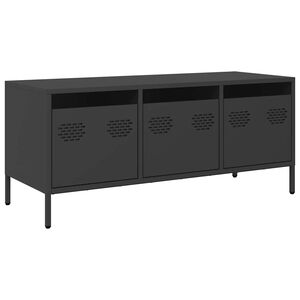 vidaXL Meuble TV noir 101,5x39x43,5 cm acier lamin&eacute; &agrave; froid