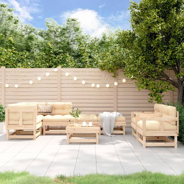 vidaXL Salon de jardin 8 pcs Bois de pin massif