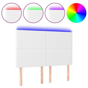 vidaXL T&ecirc;te de lit &agrave; LED Blanc 144x5x118/128 cm Similicuir