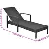 vidaXL Chaise longue avec coussin R&eacute;sine tress&eacute;e Noir