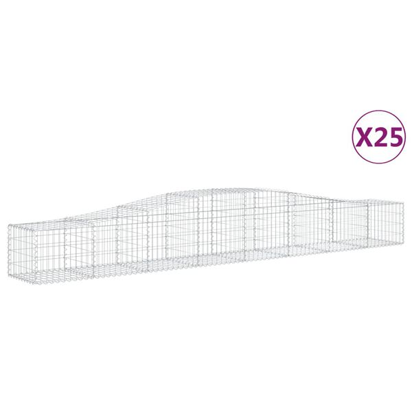 vidaXL Paniers &agrave; gabions arqu&eacute;s 25 pcs 400x50x40/60 cm Fer galvanis&eacute;