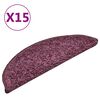 vidaXL Tapis d'escalier 15 pi&egrave;ces 56 x 17 x 3 cm Violet fonc&eacute; Demi-rond