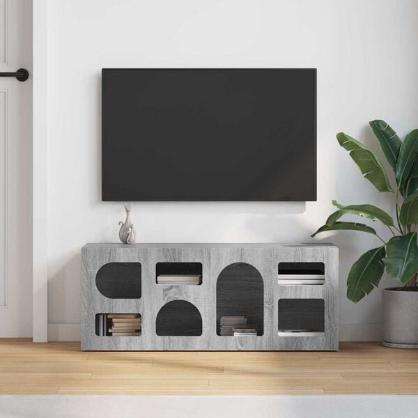vidaXL Meuble TV Gris Sonoma 100 x 35 x 40 cm Bois d'ing&eacute;nierie