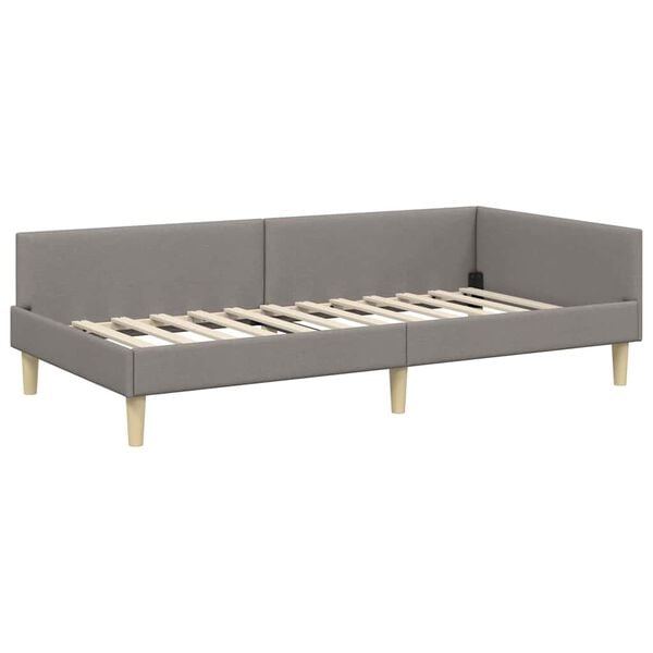 vidaXL Cadre de lit d'angle avec t&ecirc;te de lit Taupe 80 x 200 cm tissu
