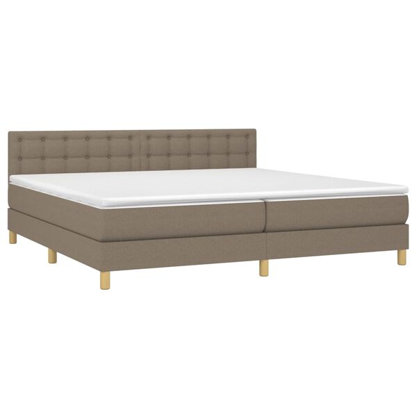 vidaXL Sommier &agrave; lattes de lit avec matelas Taupe 200x200 cm Tissu