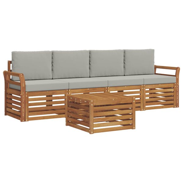 vidaXL Ensembles de canap&eacute;s avec coussin 5 pcs Gris Naturel et Clair