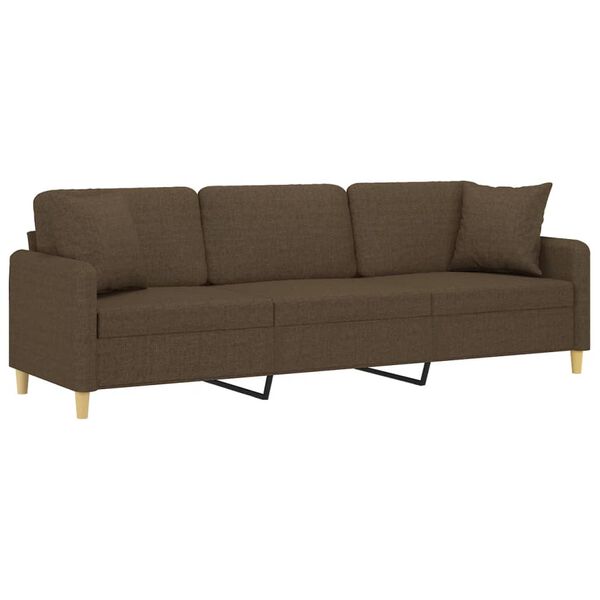 vidaXL Canap&eacute; 3 places et oreillers et coussins Marron 210 cm Tissu