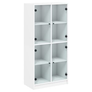 vidaXL Buffet haut avec portes blanc 68x37x142 cm bois d'ing&eacute;nierie