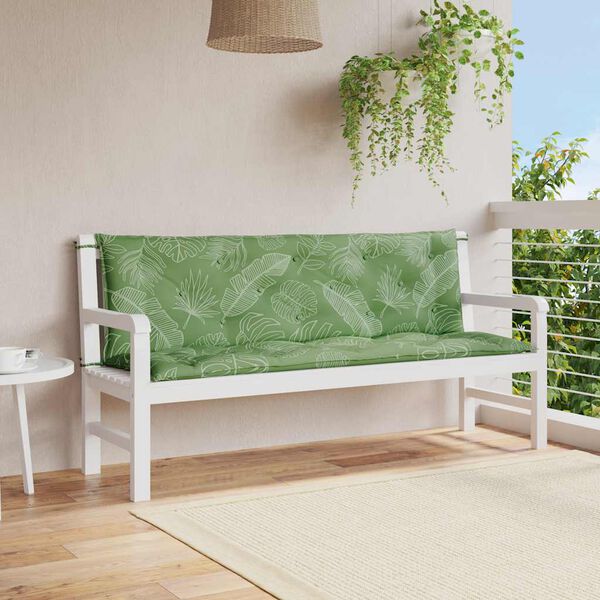 vidaXL Coussins de banc de jardin lot de 2 motif de feuilles tissu
