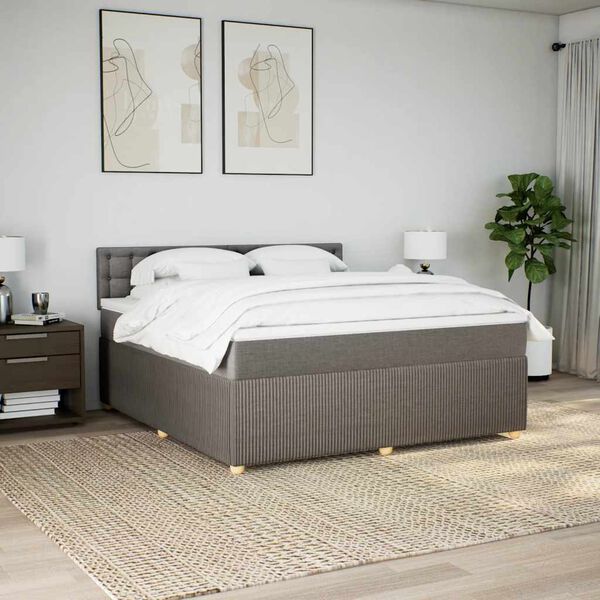 vidaXL Sommier &agrave; lattes de lit avec matelas Taupe 180x200 cm Tissu