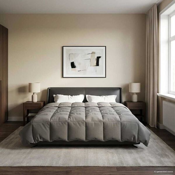 vidaXL Duvet complet toute l'ann&eacute;e Gris clair 200 x 200 cm Microfibre