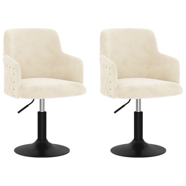 vidaXL Chaises pivotantes &agrave; manger lot de 2 Cr&egrave;me Velours