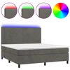 vidaXL Sommier &agrave; lattes de lit et matelas et LED Gris fonc&eacute; 160x200 cm