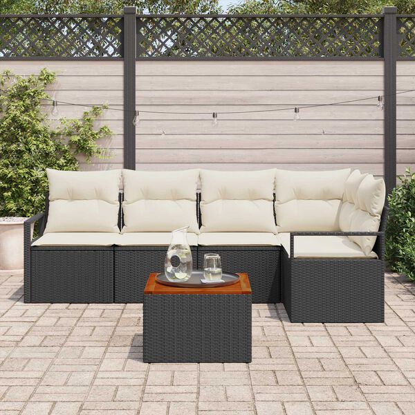 vidaXL Ensemble de canap&eacute; de jardin 6 pcs Noir et blanc