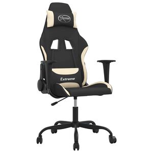 vidaXL Chaise de jeu de massage Noir et cr&egrave;me Tissu