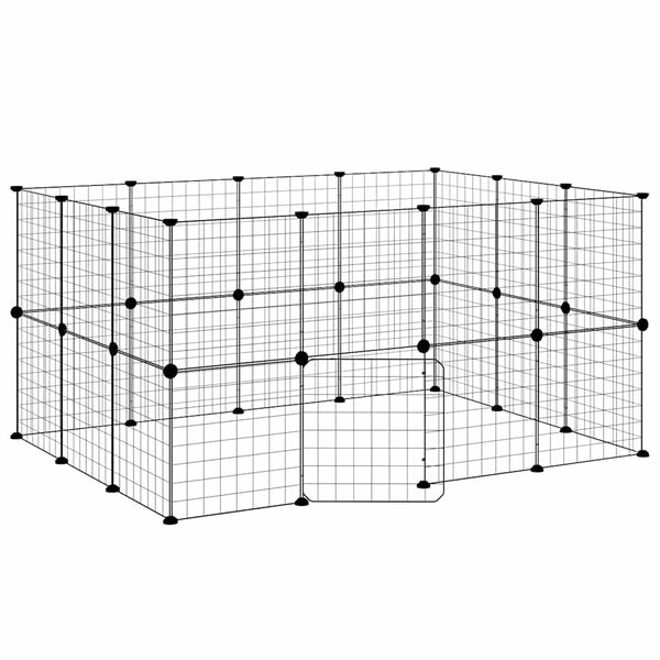 vidaXL Cage animaux de compagnie à 28 panneaux et porte Noir 35x35 cm