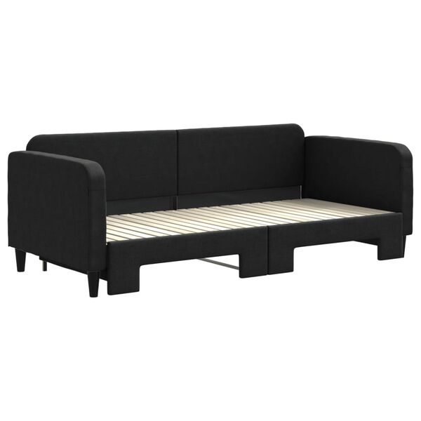 vidaXL Lit de jour avec gigogne sans matelas noir 90x200 cm