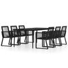 vidaXL Ensemble &agrave; manger de jardin 7 pcs Noir