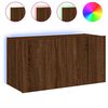 vidaXL Meuble TV mural avec lumières LED chêne marron 80x35x41 cm