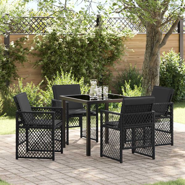 vidaXL Ensemble de salle &agrave; manger pour jardin 5 pcs Noir polyrotin