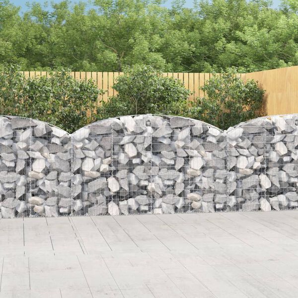 vidaXL Panier de gabions arqué 200x30x100/120 cm Fer galvanisé