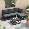 vidaXL Ensemble de canap&eacute; de jardin avec coussin 5 pcs Noir Aluminium