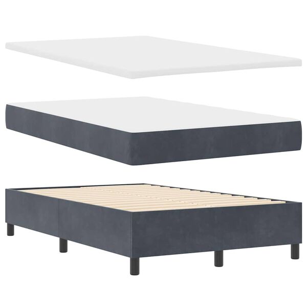 vidaXL Lit &agrave; ressorts avec matelas Gris fonc&eacute; 120 x 200 cm Velours
