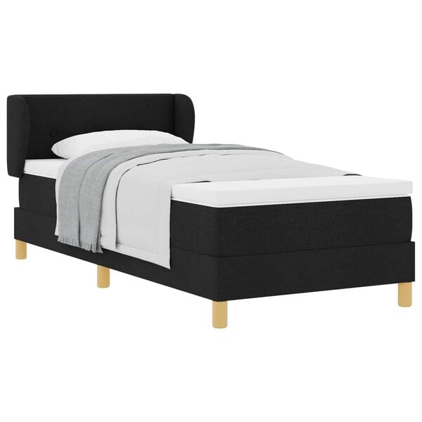 vidaXL Lit &agrave; ressorts avec matelas Noir 90 x 190 cm tissu