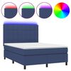 vidaXL Sommier &agrave; lattes de lit et matelas et LED Bleu 140x190 cm Tissu