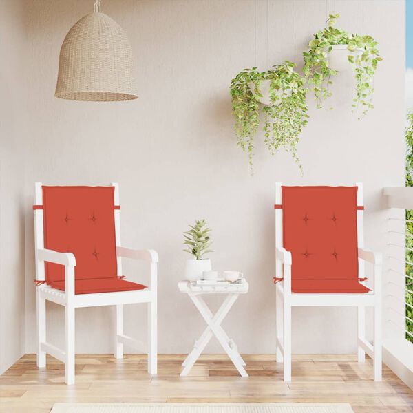 vidaXL Coussins de chaise à dossier bas lot de 2 rouge mélangé tissu