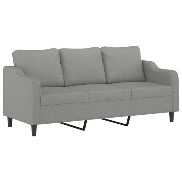 vidaXL Canap&eacute; &agrave; 3 places avec repose-pieds Gris clair 180 cm Tissu
