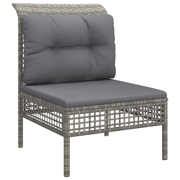 vidaXL Salon de jardin 3 pcs avec coussins Gris R&eacute;sine tress&eacute;e