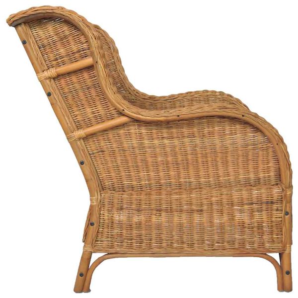 vidaXL Canap&eacute; avec coussin Marron clair Rotin naturel et lin