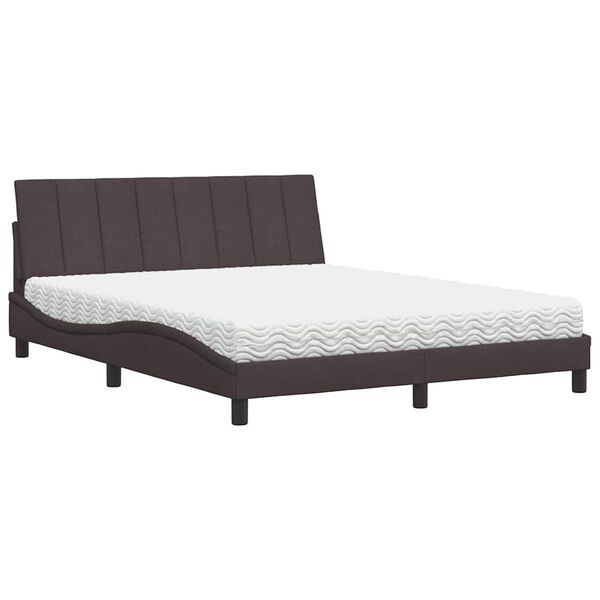 vidaXL Lit avec matelas Hanko marron fonc&eacute; 160x200 cm tissu