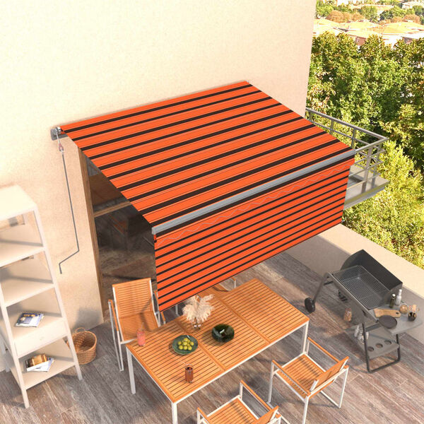 vidaXL Auvent r&eacute;tractable automatique avec store 3x2,5 m Orange marron