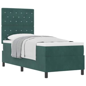 vidaXL Lit &agrave; ressorts avec matelas Vert fonc&eacute; 80 x 200 cm Velours