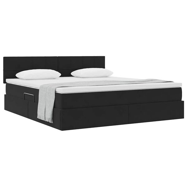 vidaXL Lit de Rangement avec matelas Noir 180 x 200 cm Velours